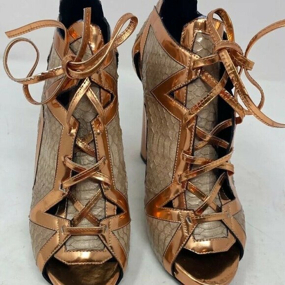 Pierre Hardy 36.5 Rose Gold Metallic Heeled Bootie - Picture 6 of 10